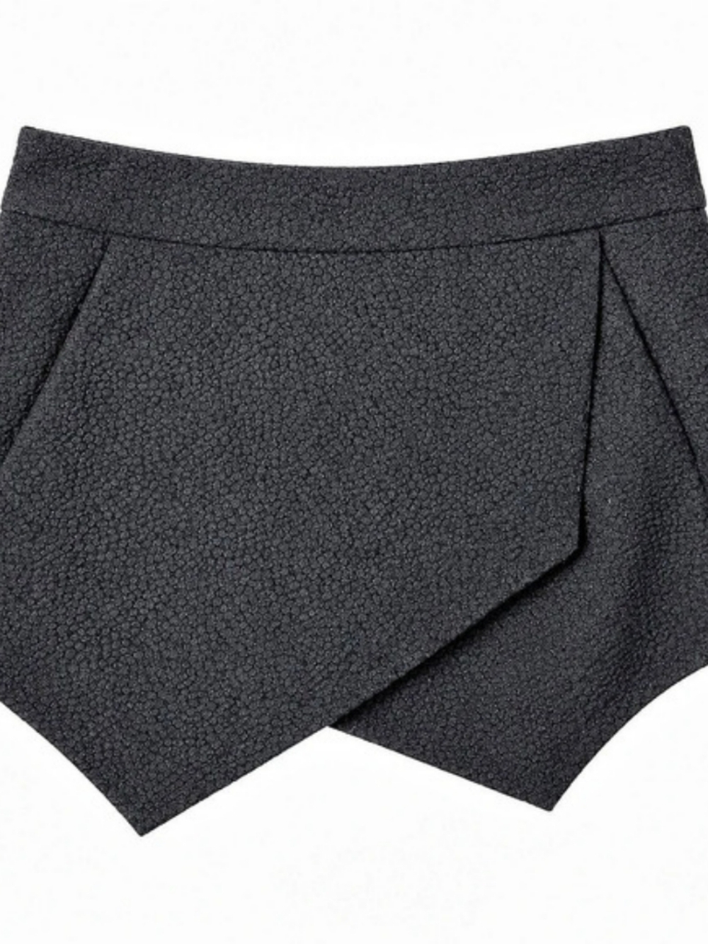 Kensie Black Textured Asymmetrical Wrap Front Skort – Size Small